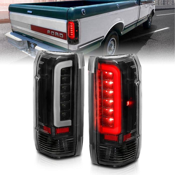 Feux arrière à LED ANZO 1987-1996 Ford F-150 Boîtier noir Lentille transparente (paire)