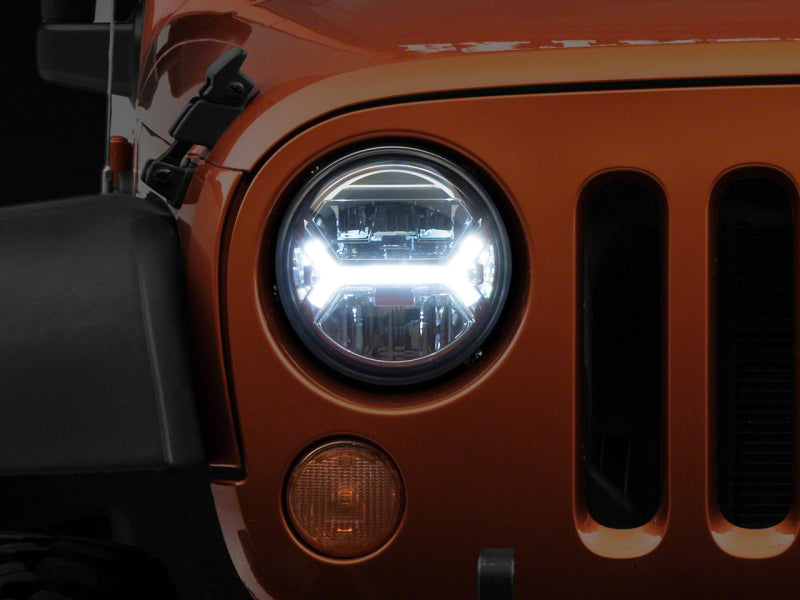 Phares de projecteur à LED Raxiom07-18 Jeep Wrangler JK - Boîtier chromé (lentille transparente)