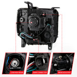 Phare de projecteur ANZO 2016-2019 Gmc Sierra 1500 style planche noir avec signal ambre séquentiel