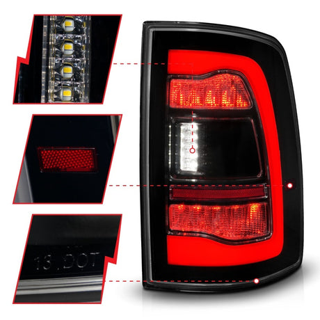 ANZO 09-18 Dodge Ram 1500 Feux arrière LED séquentiels Fumé Noir
