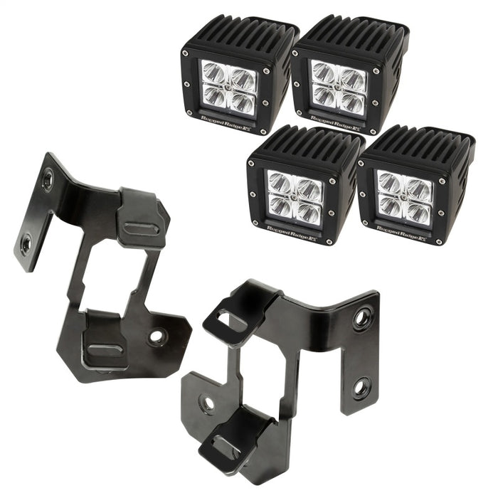 Kit de montage d'éclairage LED carré pour montant A noir semi-brillant pour Jeep Wrangler JK 07-18 Rugged Ridge