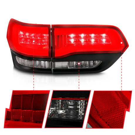 Feux arrière à LED ANZO 2014-2016 Jeep Grand Cherokee Rouge/Clair
