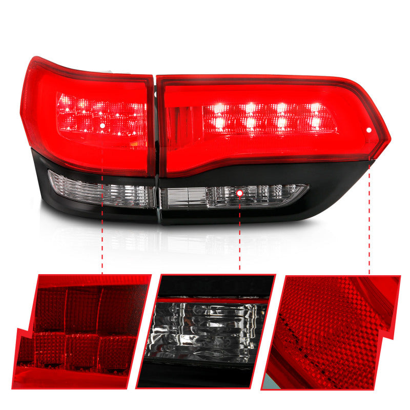 Feux arrière à LED ANZO 2014-2016 Jeep Grand Cherokee Rouge/Clair