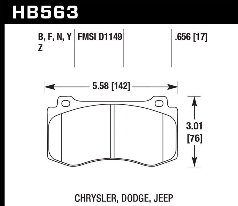 Plaquettes de frein avant Motorsports Hawk 12-20 Challenger/Charger 06-10 Grand Cherokee SRT8 DTC-70