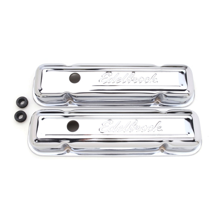 Couvercle de soupape Edelbrock Signature Series Pontiac 1962-1979 301-455 CI V8 Low Chrome