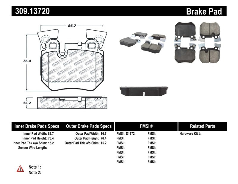 Plaquettes de frein arrière StopTech Performance pour BMW 128i/135i Coupé 08-09