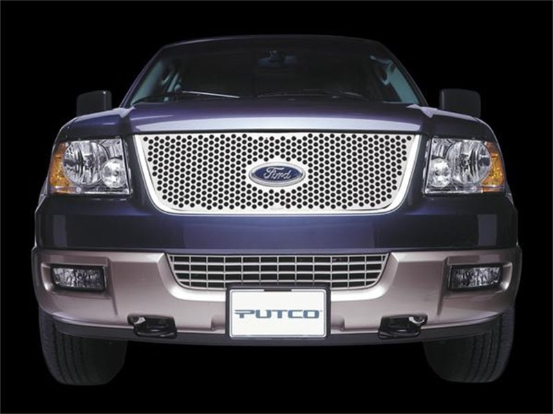 Grilles en acier inoxydable Putco 99-03 Ford F-150 (calandre à barre) avec découpe de logo