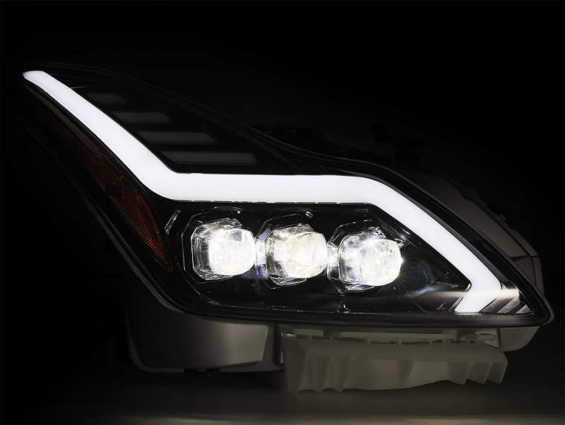 Phares à LED AlphaRex 08-13 Infiniti G37 Coupé SD NOVA Projecteur Plank Gloss Blk avec Activ Light/Seq Sig