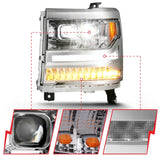 Phares de projecteur à LED ANZO 16-18 Chevrolet Silverado 1500 avec interrupteur de style planche chromé avec ambre