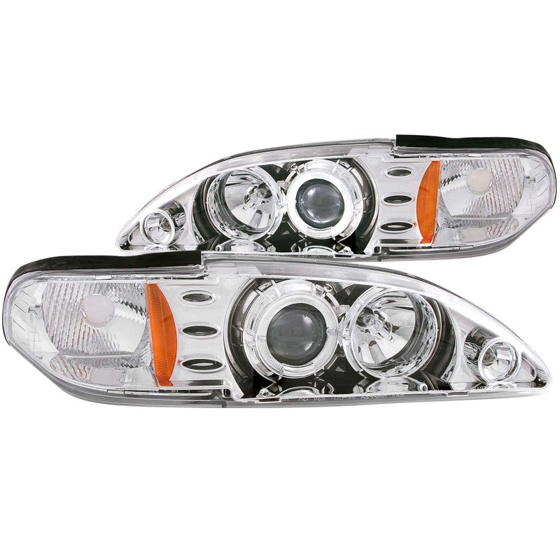 Phares de projecteur ANZO 1994-1998 Ford Mustang avec halo chromé 1 pièce