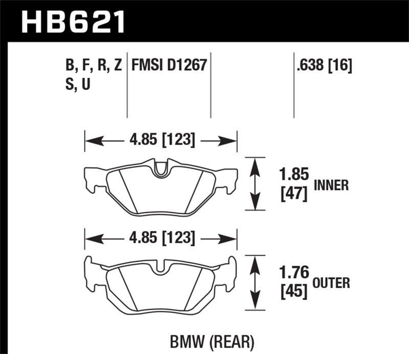 Plaquettes de frein arrière Hawk 2011-2011 BMW 125i HPS 5.0