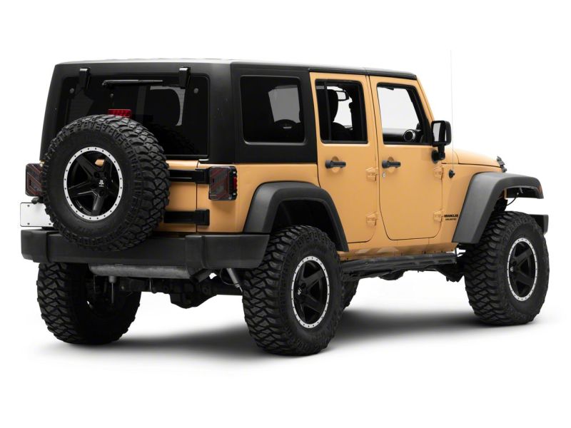 Feux arrière à LED Raxiom 07-18 Jeep Wrangler JK Axial Series Trident - Boîtier noir (lentille transparente)