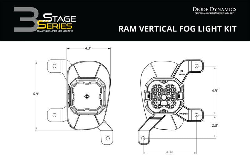 Kit Diode Dynamics SS3 Pro Type Ram Vert ABL - Brouillard jaune SAE