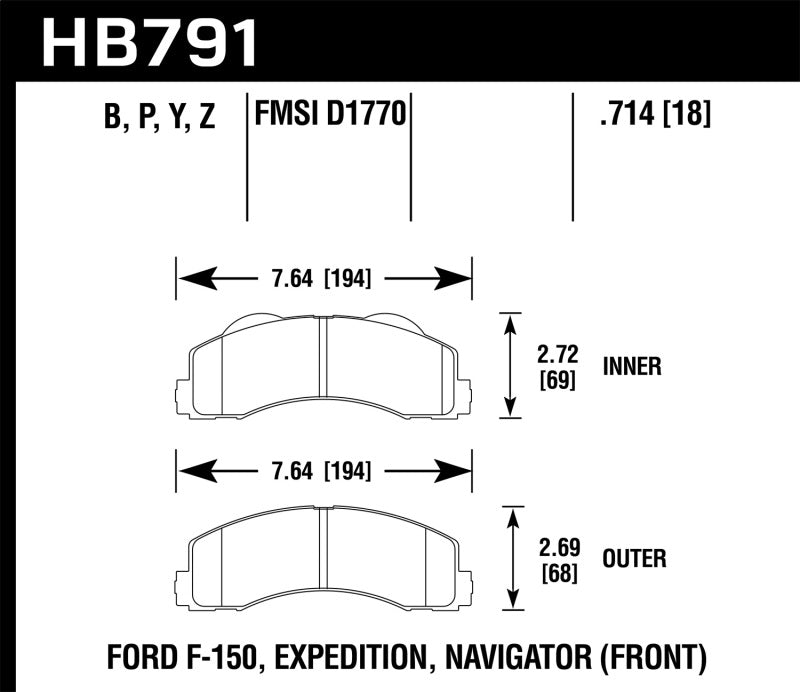 Plaquettes de frein avant Hawk 14-16 Ford F-150 LTS Street