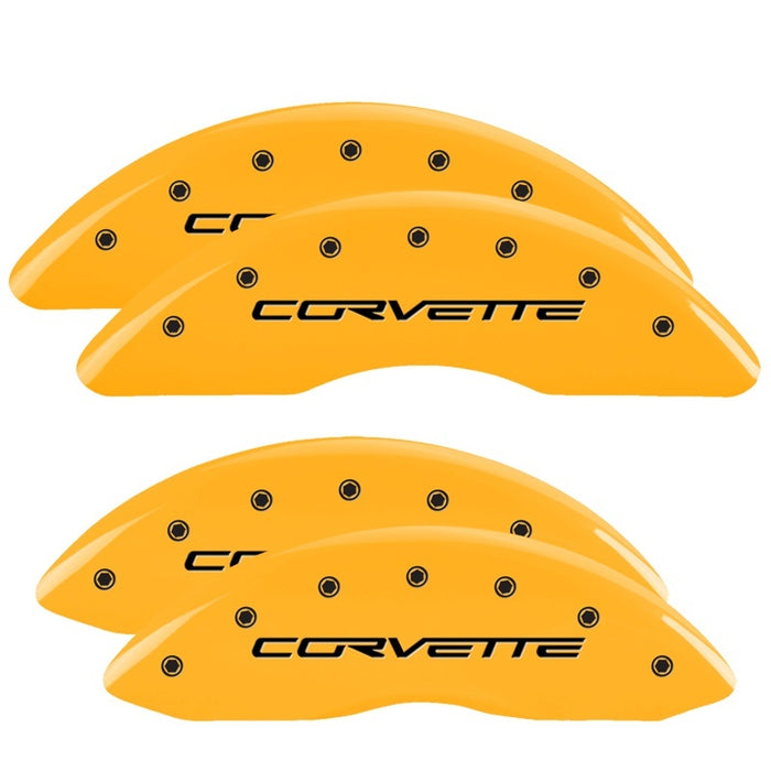 Couvre-étriers MGP 4 gravés avant et arrière C6/Corvette finition jaune noir ch