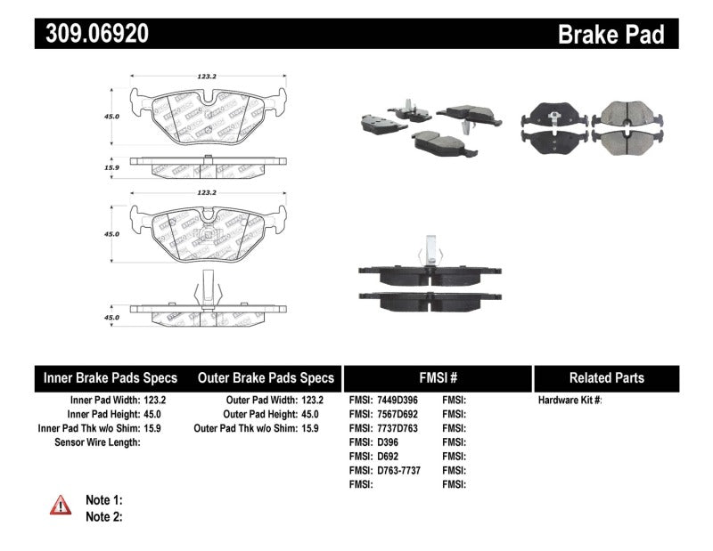 Plaquettes de frein arrière StopTech Performance 01-02 BMW Z3 / 03-09 Z4 / 10/90-07 Série 3 / 99-09 Saab 9-5