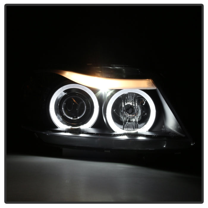 Spyder BMW E90 Série 3 06-08 Projecteur LED Halo Ambre Reflctr Rplc Ampoule Noir PRO-YD-BMWE9005-AM-BK