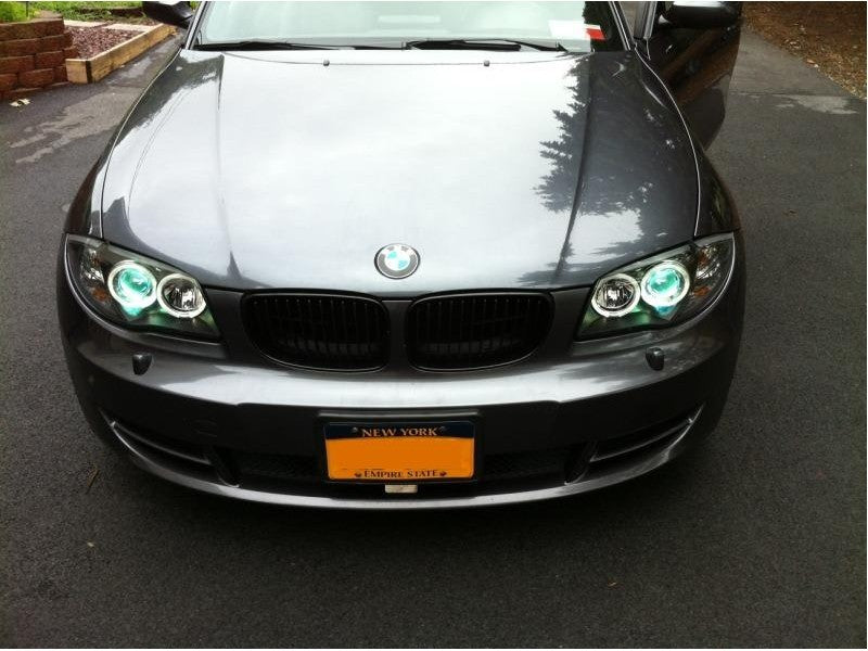 Phares de projecteur Spyder BMW E87 Série 1 08-11 LED Halo Noir Haut H1 Bas H7 PRO-YD-BMWE87-HL-BK