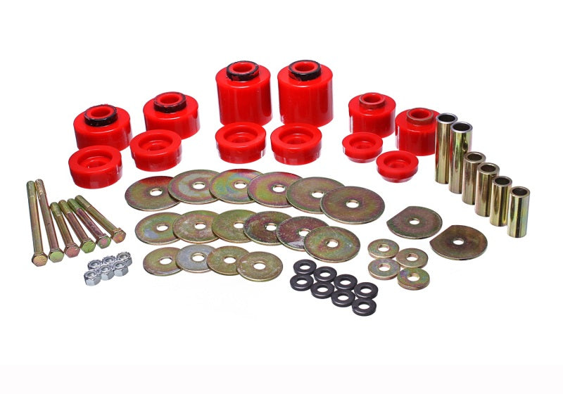 Ensemble de supports de carrosserie rouge Energy Suspension 80-96 Ford F-150/250/350 avec matériel