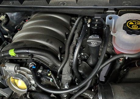 J&L 19-25 Chevrolet Silverado/GMC Sierra 1500 5.3L V8 Driver Side Oil Separator 3.0 - Black Anodized
