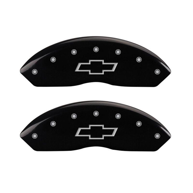 MGP Front set 2 Étrier Covers Nœud papillon avant gravé Finition noire Argent ch