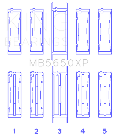 King Engine Bearings Ford 370/429/460 16V OHV (Size .001) Crankshaft Main Bearing Set