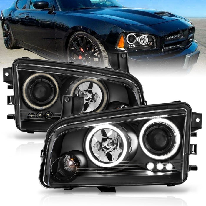 Phares de projecteur ANZO 2006-2010 Dodge Charger avec halo chromé (CCFL)