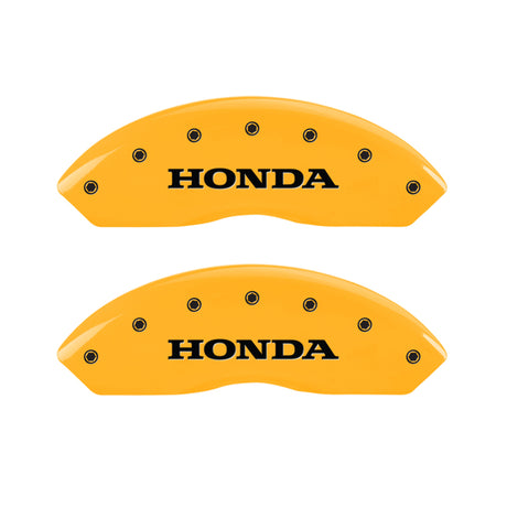 Couvre-étriers MGP 4 gravés avant et arrière Honda finition jaune noir ch