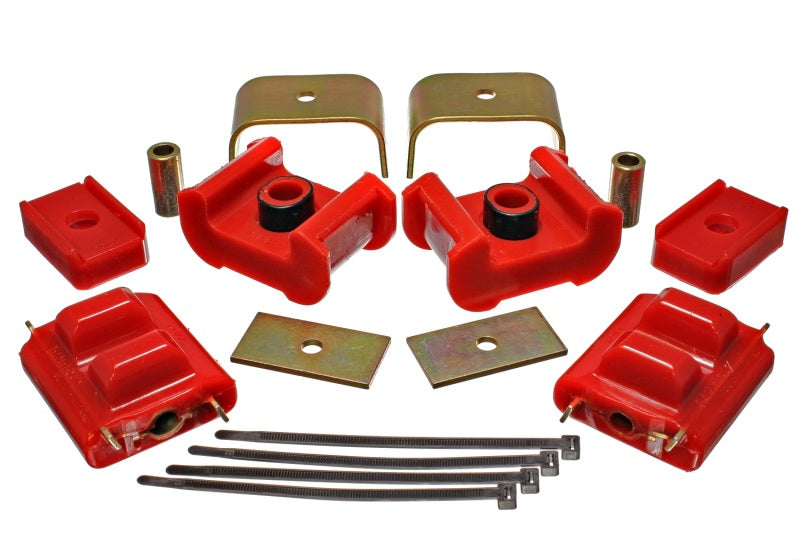 Ensemble complet de supports de moteur et de transmission Energy Suspension 73-84 K5 Blazer 4WD Fullsize Red, finition zinc