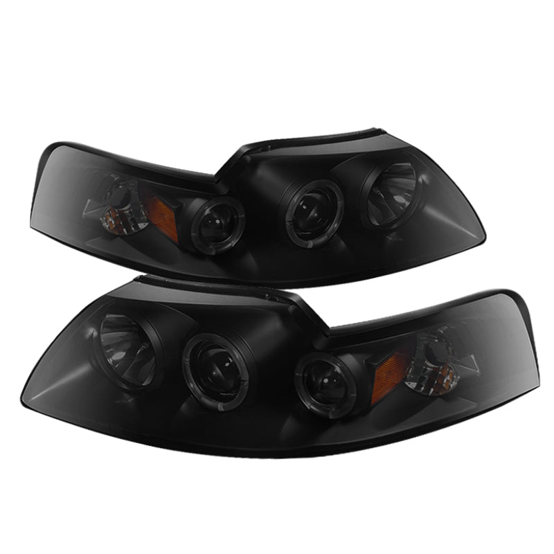 Phares de projecteur Spyder Ford Mustang 99-04 LED Halo Blk Smke PRO-YD-FM99-1PC-AM-BSM