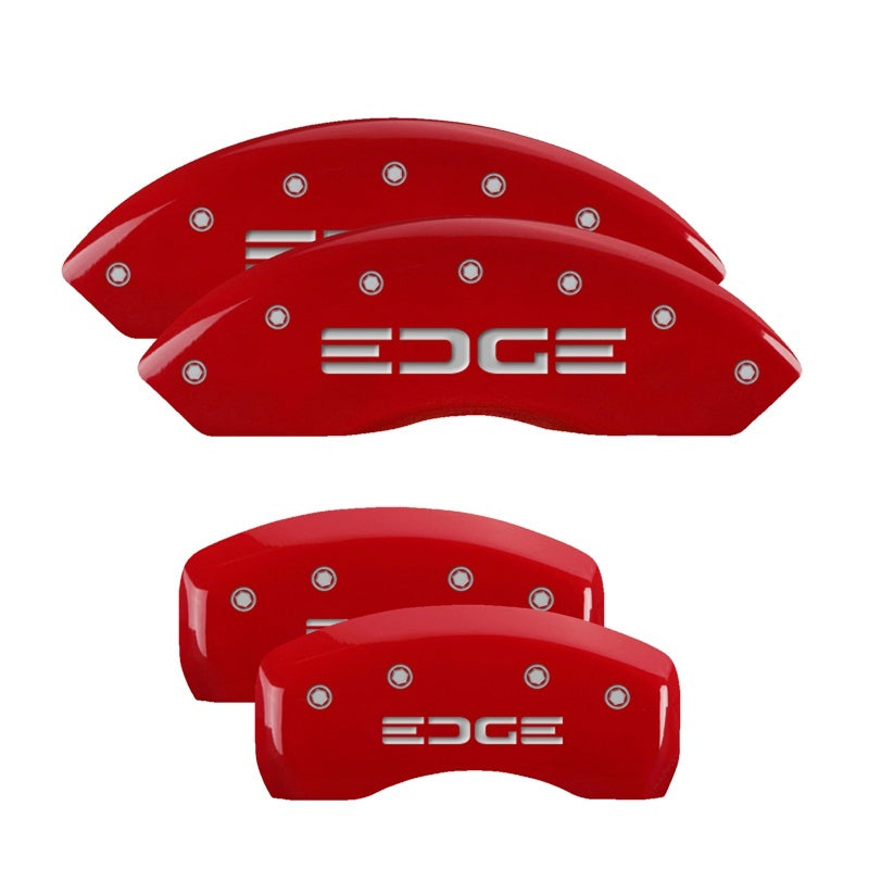 MGP 4 Caliper Covers Engraved Front & Rear Oval logo/Ford Red finish silver ch