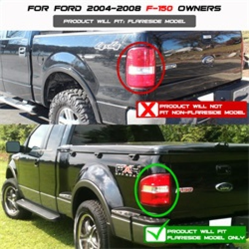 Feux arrière Spyder Ford F150 Flareside 04-08 de style européen, noir ALT-YD-FF15004FS-BK