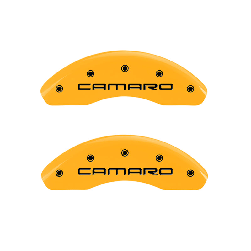 MGP 4 Caliper Covers Engraved Front Camaro Rear Z28 Yellow Finish Black Char 1997 Chevy Camaro