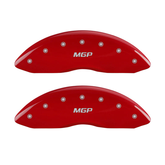 MGP 4 Caliper Covers Engraved Front & Rear Oval logo/Ford Red finish silver ch