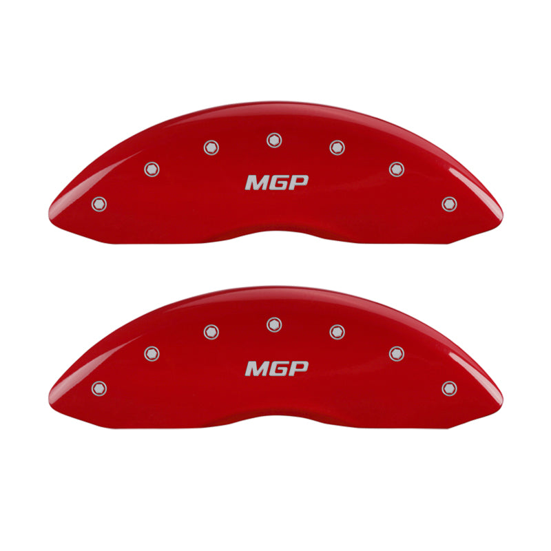 MGP Front set 2 Caliper Covers Engraved Front MGP Red finish silver ch