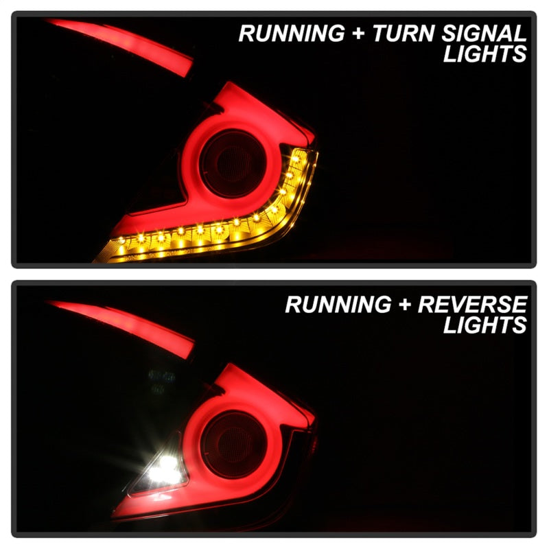 Feux arrière à LED Spyder 16-19 Honda Civic 4 portes - Noir - ALT-YD-HC164D-LB-BK