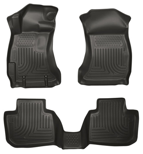 Revêtements de sol noirs Husky Liners pour Subaru 12-14 Impreza/2015 WRX/STi WeatherBeater Combo avant et 2e rangée