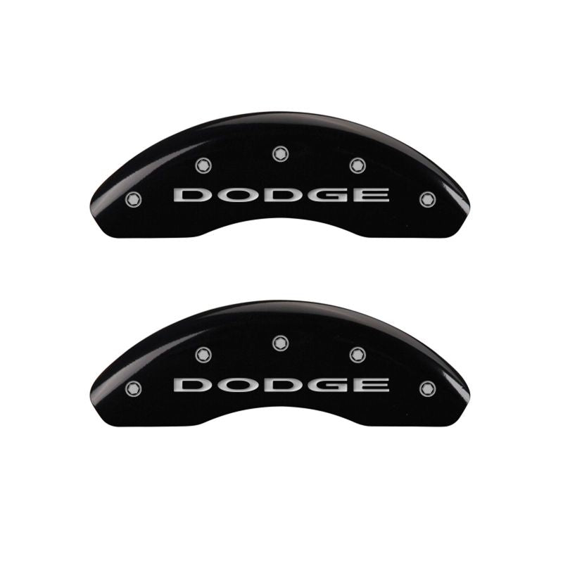 MGP 4 Caliper Covers Engraved Front & Rear With out stripes/Dodge Black finish silver ch