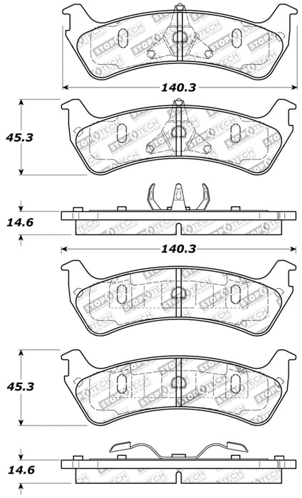 Plaquettes de frein sport StopTech avec cales et matériel - arrière