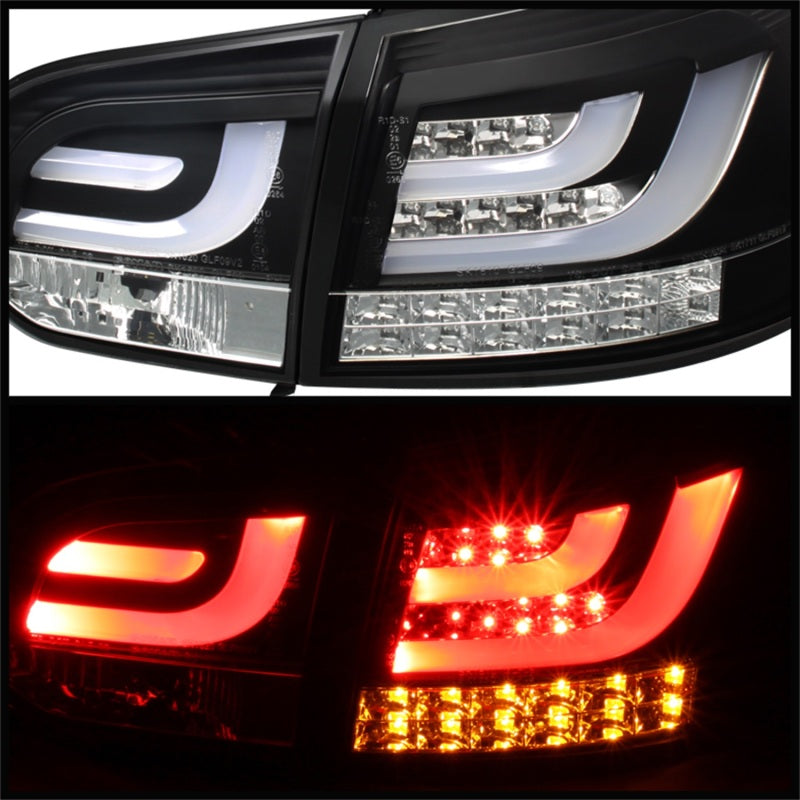 Feux arrière LED Spyder Volkswagen Golf/GTI 10-13 Type G2 avec barre lumineuse Noir ALT-YD-VG10-LED-G2-BK