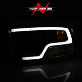 ANZO 09-18 Dodge Ram 1500 Phares de projecteur de style planche noirs avec halo