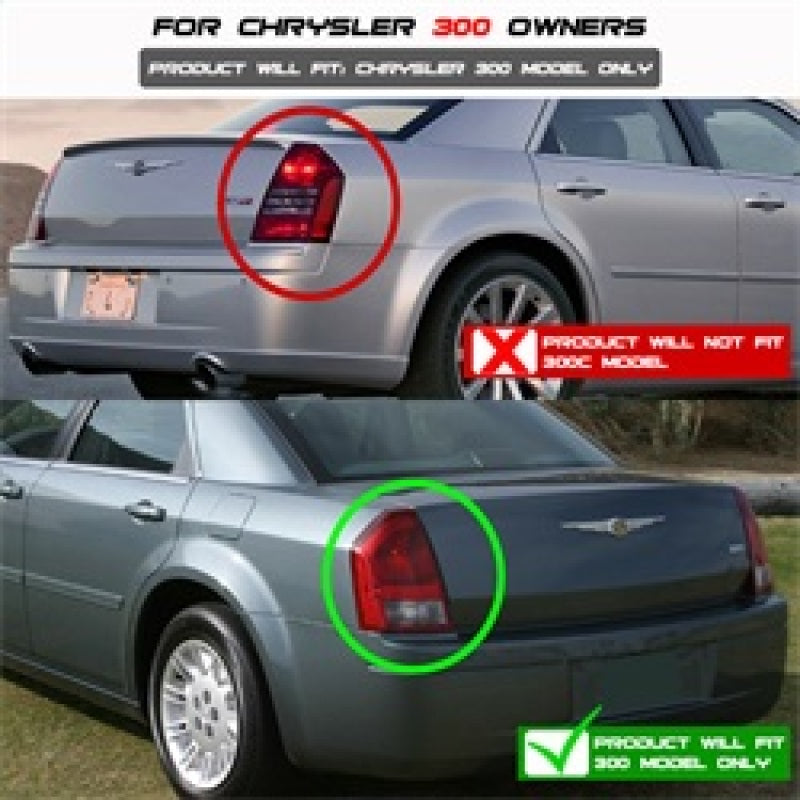Feux arrière à LED Spyder Chrysler 300 05-07 V2 - Rouge transparent ALT-YD-CHR305V2-LED-RC