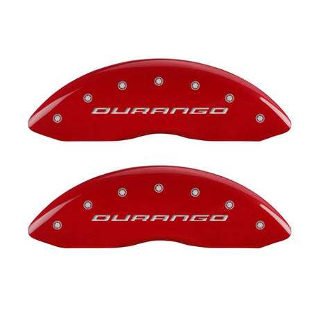 MGP 4 Caliper Covers Engraved Front & Rear With out stripes/Durango Red finish silver ch