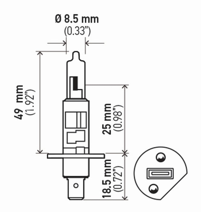 Ampoule Hella H1 12V 55W P145S T25 Sb