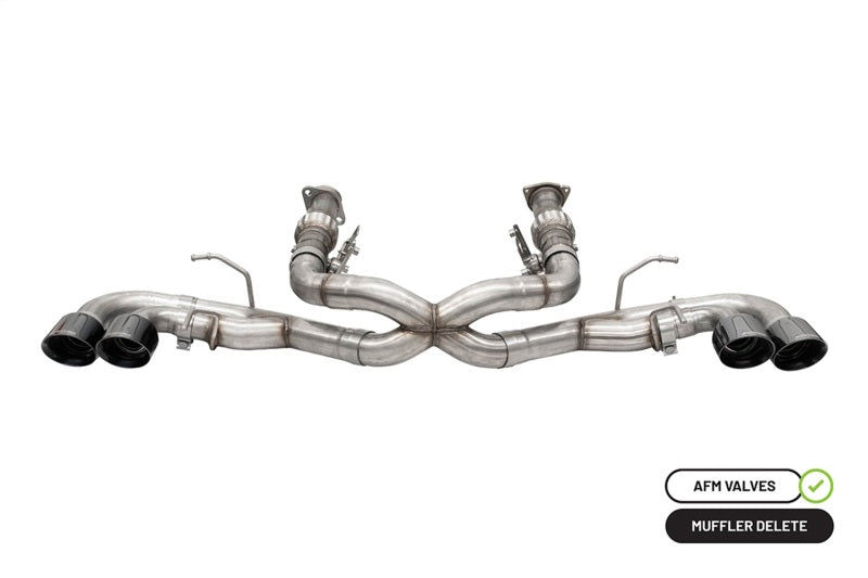 Corsa 2020 Corvette C8 3 pouces Xtreme Cat-Back Exhaust 4.5 pouces Blk Quad Tips - Intègre la valve AFM d'origine