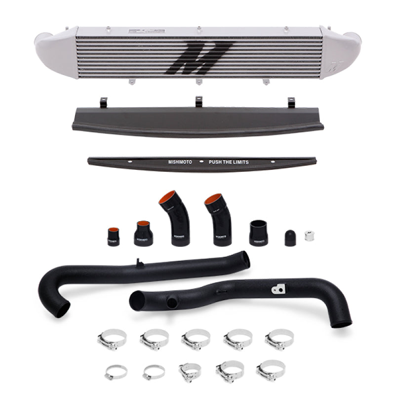 Kit de refroidisseur intermédiaire à montage avant Mishimoto 2014-2016 Ford Fiesta ST 1,6 L (argent) avec tuyaux (noir)