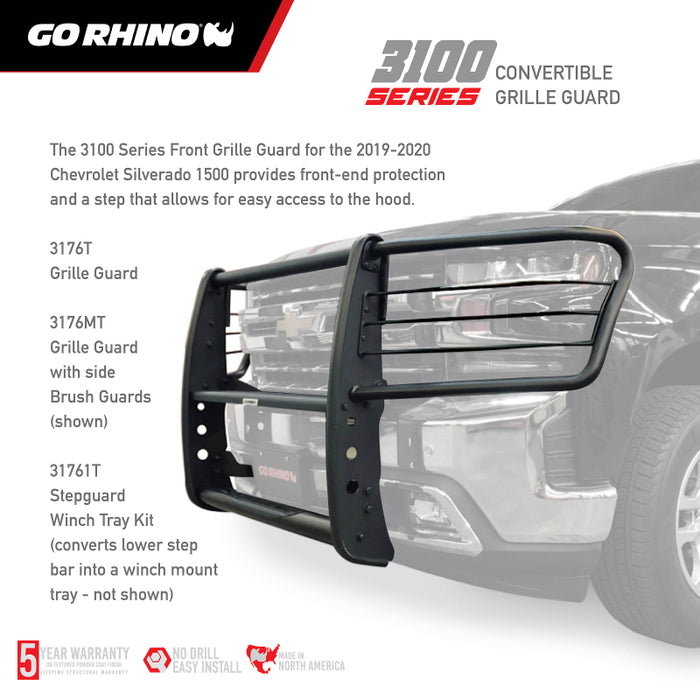 Protège-pieds Go Rhino 19-20 Chevrolet Silverado 1500 3000 Extreme Series - Noir texturé