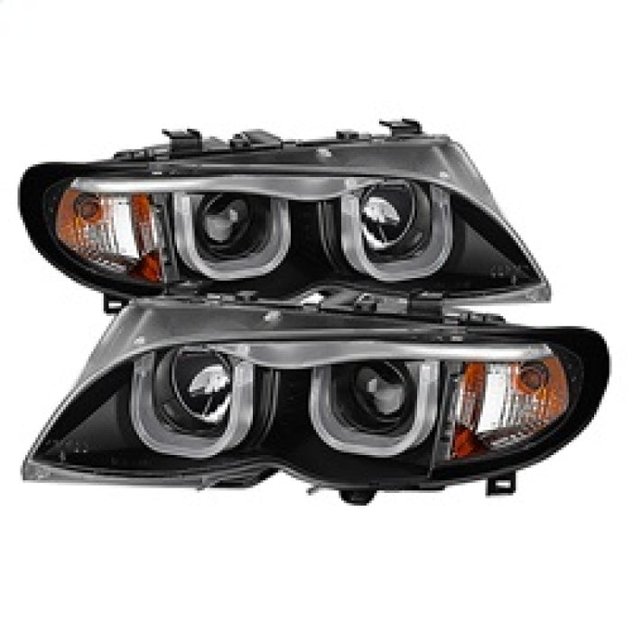 Phares de projecteur Spyder BMW E46 Série 3 02-05 4DR 1 pièce 3D Halo Blk PRO-YD-BMWE4602-4D-3DDRL-BK