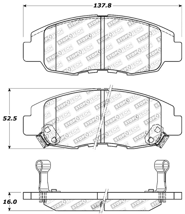 Plaquettes de frein avant à tambour/disque arrière StopTech Performance pour Honda Accord Coupé/Berline 4 cylindres 98-02