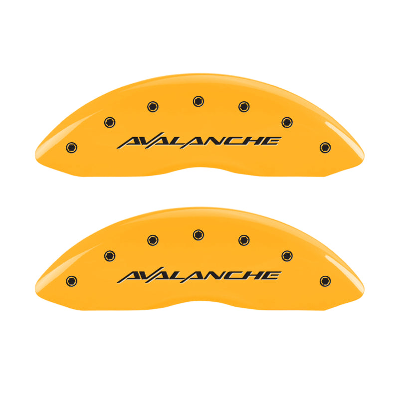 MGP 4 Caliper Covers Engraved F & R Avalanche Yellow Finish Black Char 2000 Chevrolet Silverado 2500